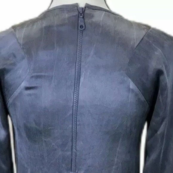 Tony Cohen Washed Silk Straw Design Zipper Dress - Picture 11 of 12